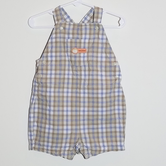Carter's Monkey Plaid Shortall Overall Bibs 18m - Picture 1 of 4